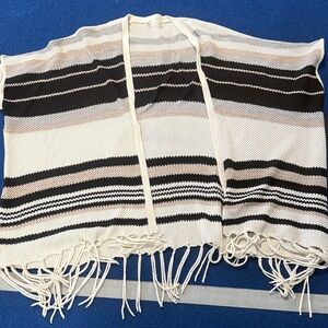 Altar'd State Black and Cream Striped Poncho